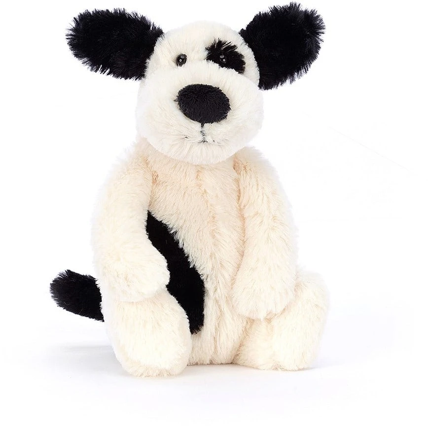 Jellycat Bashful Zwart & Room Kleurig Puppy Klein - 18cm 1 Jellycat Bashful Zwart & Room Kleurig Puppy Klein - 18cm