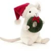 Jellycat Knuffel Merry Mouse Kerstmis Krans - 18cm