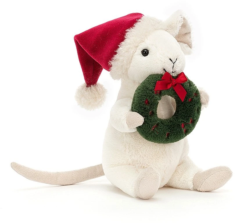 Jellycat Knuffel Merry Mouse Kerstmis Krans - 18cm 1 Jellycat Knuffel Merry Mouse Kerstmis Krans - 18cm