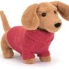 Jellycat Knuffel Sweater Worstenhond Roze - 16x7x14cm